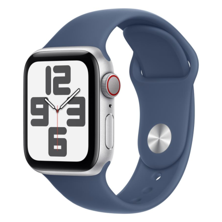 Montre Connectée Apple Watch Series SE 2 Cellulaire 40mm Aluminium Argent Avec Bracelet Sport Bleu S… — Apple · Smarty Paris 18e